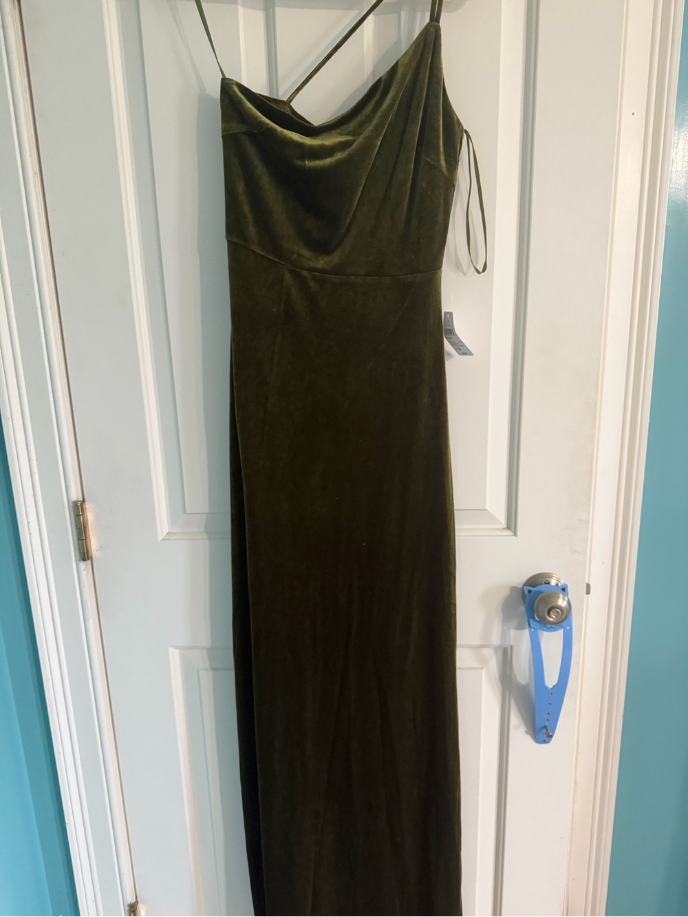 Windsor Olive Green Velvet Cowl Slip Maxi Dress